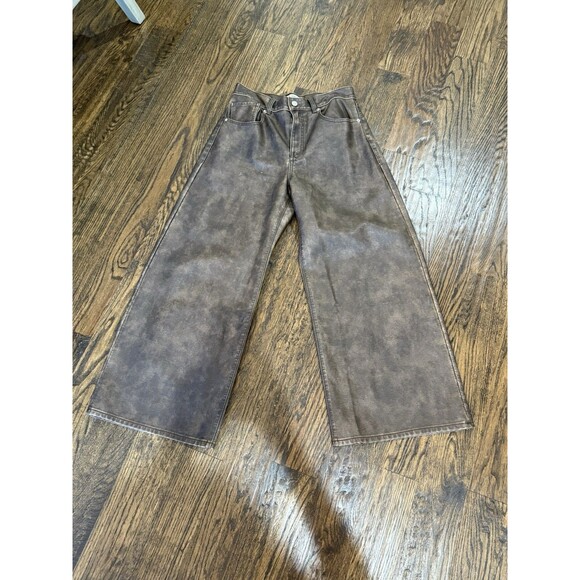 We The Free Misha Vegan Pants Size 28 — Brown Barrel Silhouette Vegan Leather - Picture 3 of 10